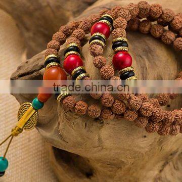Natural Tibetan Vajra Bodhi / Rudraksha 108 Prayer Beads Bracelet