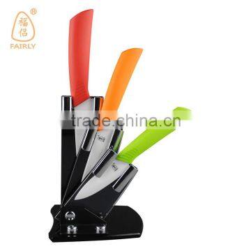 High quality FINDKING brand Fruit Kitchen Ceramic Knife Set 3" 4" 5" inch + Acrylic Holder block