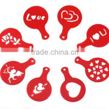 8pcs Creative Nice Coffee Barista Stencils Template Strew Pad Duster Spray Art (Random Style)