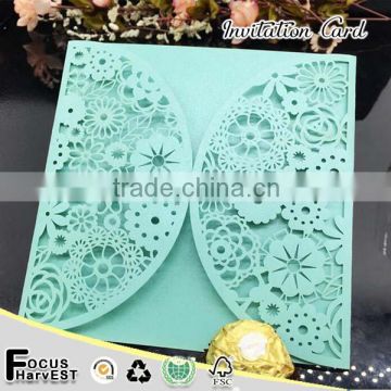 Q93 Laser Flower Ribbon wedding decoration invitation card                        
                                                Quality Choice