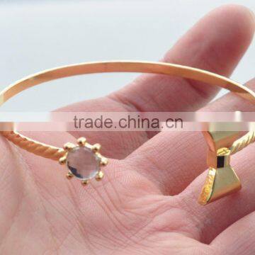 High Quality Environmental Copper Cuff Bangle Gold Plated Bowknot&Flower Women Bracelet photo-3