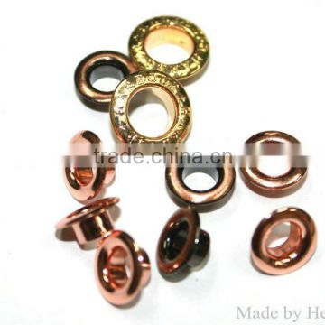 Shiny shoe eyelets for shoes/bags/shower contain