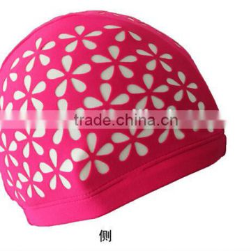 2014 high quality silicone swimming cap for kids &earflaps&colorful& Silicone hollow out