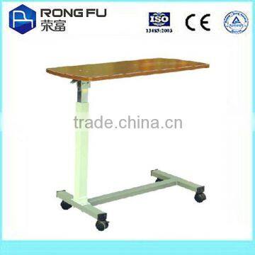 wood & steel over bed table for hospital bed