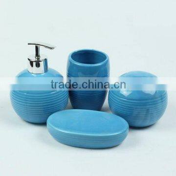 4pcs glazed round ceramic bathroom sets