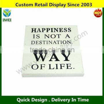 "Happiness" Design Wall Hanging Wood Sign Decoration 20x20cm YM3-218