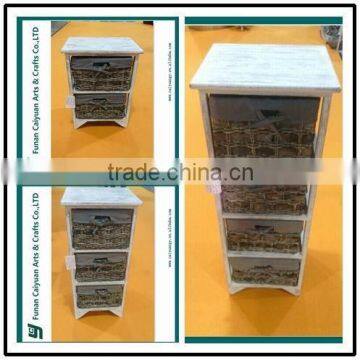 handsome wood paper rope drawer cabinet with 4 small drawers