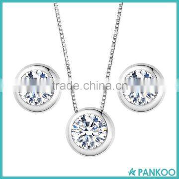 Fashion Jewelry 925 Sterling Silver 0.7 Carat Solitaire Round CZ Bridal Necklace