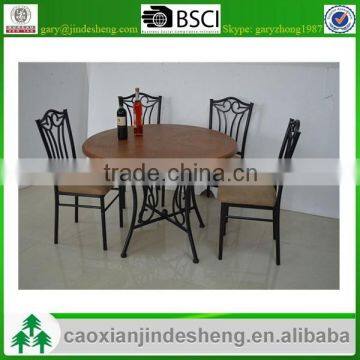 cheap metal frame wooden or glass top dining table and chair