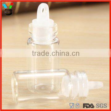 1ml small clear glass bottle with plastic lid