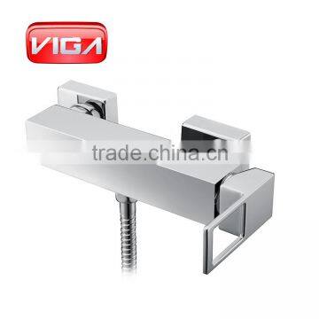 VIGA Bath Shower Set Brass Chrome Shower Column Square Bath Shower Mixer photo-3