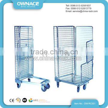 Folding Wire Roll Container Shopping Cart Shopping Trolley