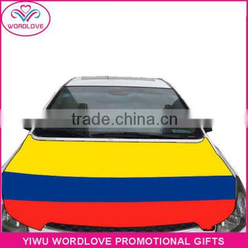 custom elastic printed polyester&spandex Colombia flag car hood cover,promotion car bonnet flag for national day