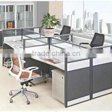 aluminium partition office screen workstation melamine for four people A45-108