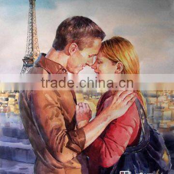 Warm lover pictures on watercolor paintings for bedroom