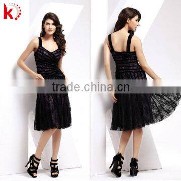 Formal ruffle spaghetti strap dress evening wear boob tube lace dress for senior