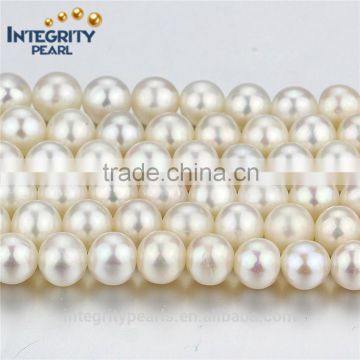 7mm AA- white near round semi round natural freshwater pearl bead strands