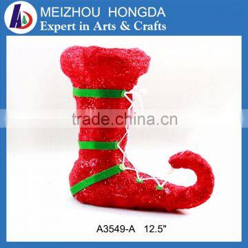 Christmas Ornaments With Fabric Red Shoe LED Light