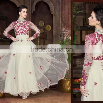 Fancy Fabric Off White Designer Gown/latest gown designs/wholesale gown