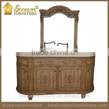 Solid Wood Double Sinks Antique Bathroom Vanity Cabinet