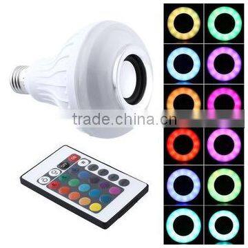 Wireless bluetooth 12W LED speaker bulb Audio Speaker E27 Colorful music playing & Lighting With 24 Keys IR remote Control