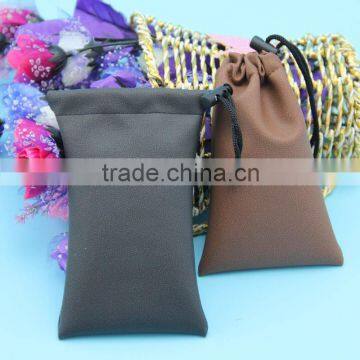 Nice Design Drawstring Leather Fabric Bag Leather Coin Pouch