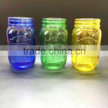 500ml country style quality colorful glass mason jar with screw top