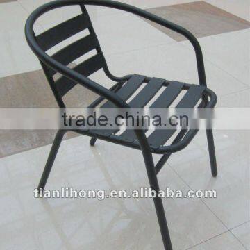 Cheap stackable iron frame aluminum seat dining chair