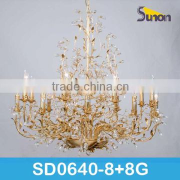 16 lights classic crystal gold foil large crystal chandelier