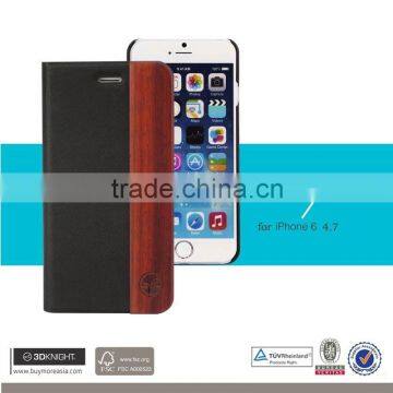 New Arrival High Quality PU Leather Cover for IPhone 6 Leather Flip Wallet Case Wood