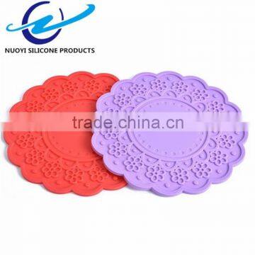 Colorful Flowers Large Size Silicone Placemat Cup Mat Round Heat Insulation Pad Table Placemat photo-3