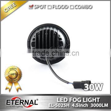 4x4 30W Speakers Harley Motor Driving Spot Headlight LED Fog Lamp With DRL Halo Ring Black Chrome Base photo-2