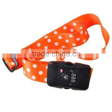 Luggage belt Polka Dot Orange 2m Suitcase Secure Strip with code lock