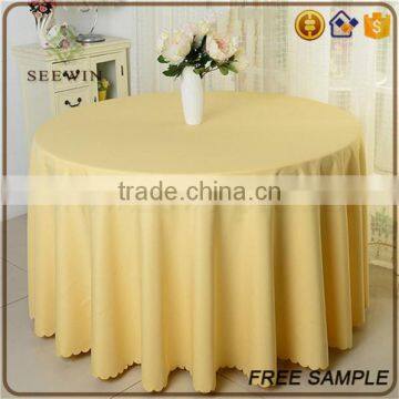 Cheap Elegant Polyester Fabric Washable Round Fitted Size Vinyl Tablecloth photo-2
