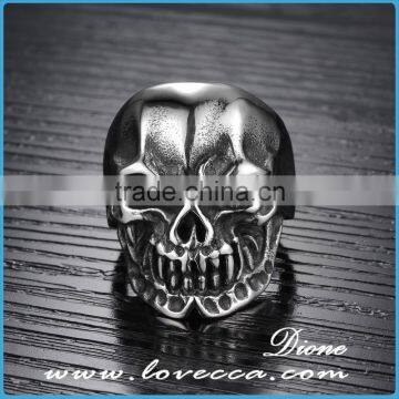 Punk Jewelry Vintage Titanium Silver Gothic Skull Biker Stainless Steel Mens Ring photo-3