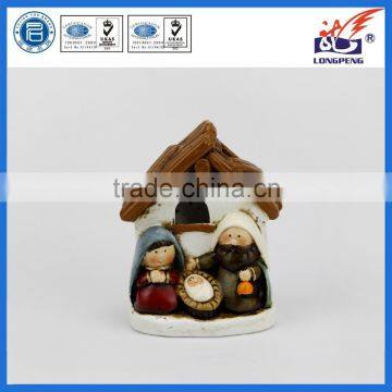 Handmade Christmas Cartoon Holy Family Nativity Scene With LED Lights