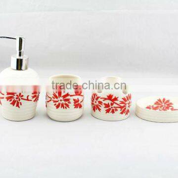 simply ceramic bathroom accessories with flower decal