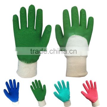 gloves for work gloves construction Colored crinkle latex coated white interlock linerback open knit wrist gloves