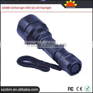 2016 Latest SZOBM C8 Red Light Q5 LED Flashlight, Red Light Aluminum Alloy C8 Tactical LED Flashlight Torch photo-3