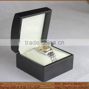 Custom Logo Black MDF Board Single Watch Box For Christmas Gift