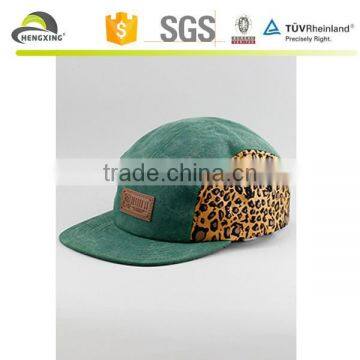 Super awesome leopard cheetah leather applique 5 panel cap