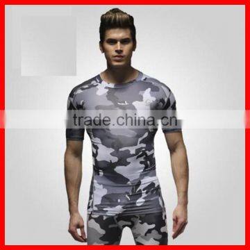 2015 High Quality Sublimation Camouflage Suits Compression Running Shirts