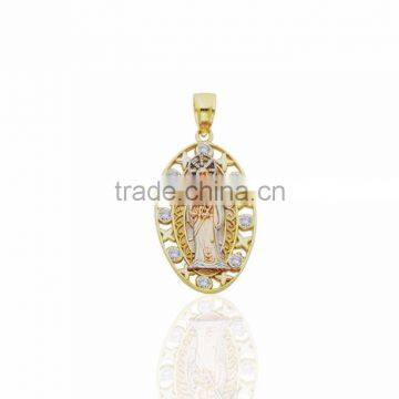 Customized Three Tone plated religious st death charm pendant