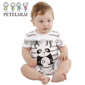 100% Cotton panda short sleeve animal romper baby cotton jump suit