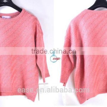 embossed yarn raglan sleeve design for 2016 lady sweater