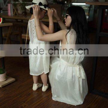 COOL KID ZONE Summer White Sleeveless Chiffon Princess Dress Matching Mother and Daughter Dress photo-6