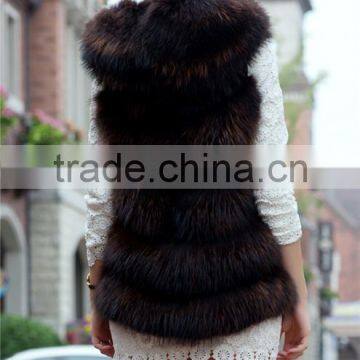 Real Fox Fur Vest Hooded Coat Woman Sleeveless Thicken Warm Genuine Fox Fur Jackets Winter Russian Natural Fur Vest photo-6