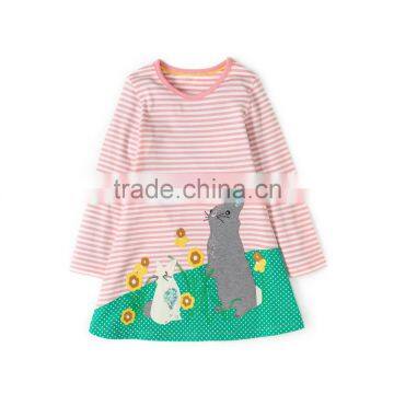 S33555W Baby Girl Long Sleeve Animal Printed Cotton Dress photo-6