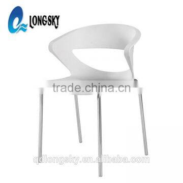 LS-4018 Wholesale Furniture PP Stacking Plastic Leisure Chair PP Plastic Chair With Steel Legs photo-2
