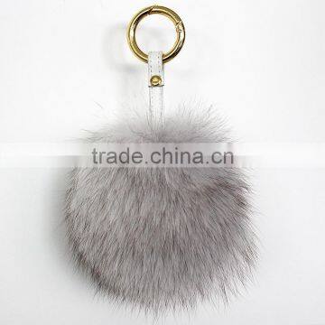 Myfur Comfortable Genuine Blue Fox Body Fur Pompoms Pendant for Women Handbag
